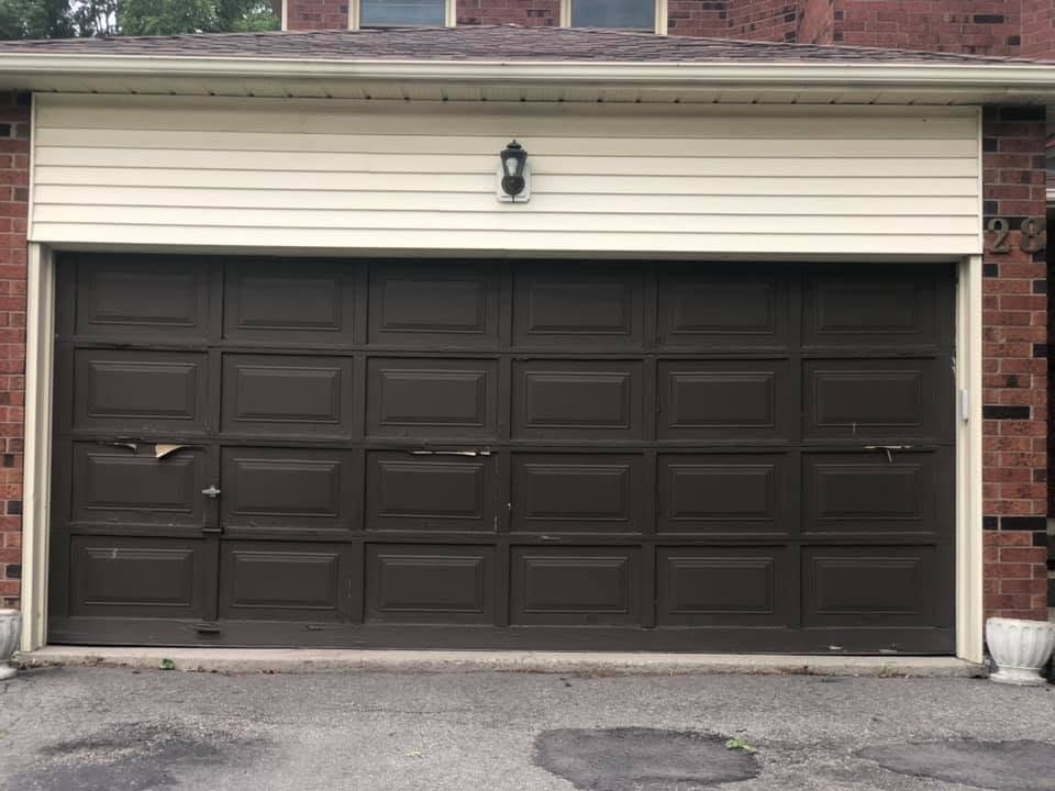 Older garage door before replacement