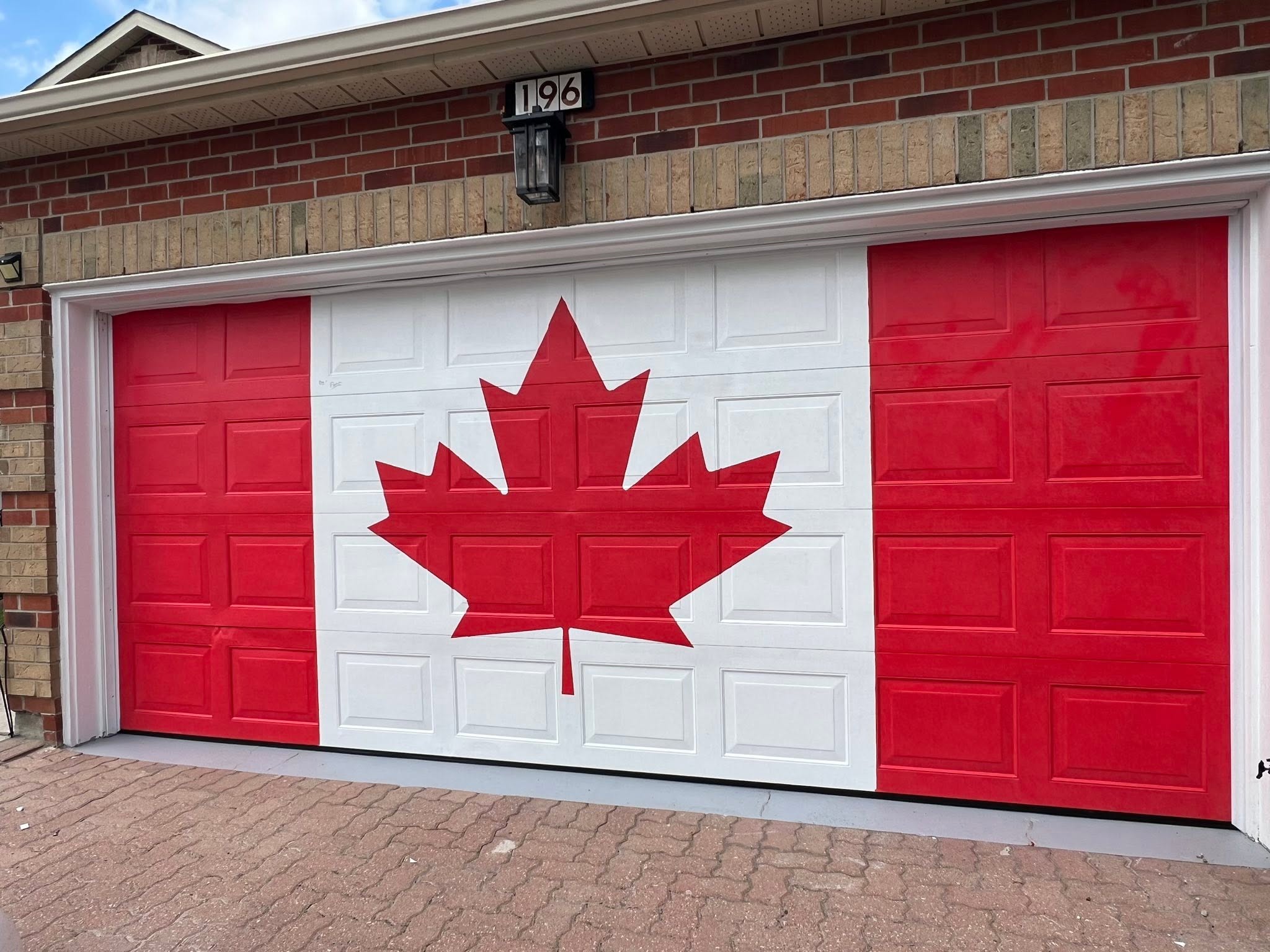 Canadian flag garage door